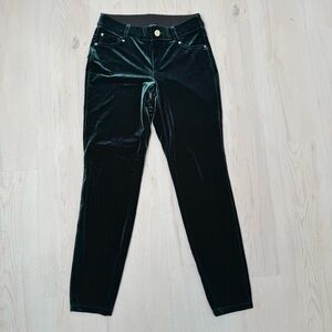 INC International Concepts Dark Green Velvet Women's Pants Slim Fit size 6